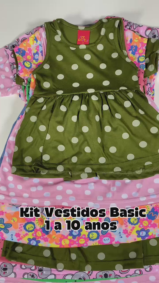 Kit Basic Vestidos 1 a 10 anos - 14 pçs